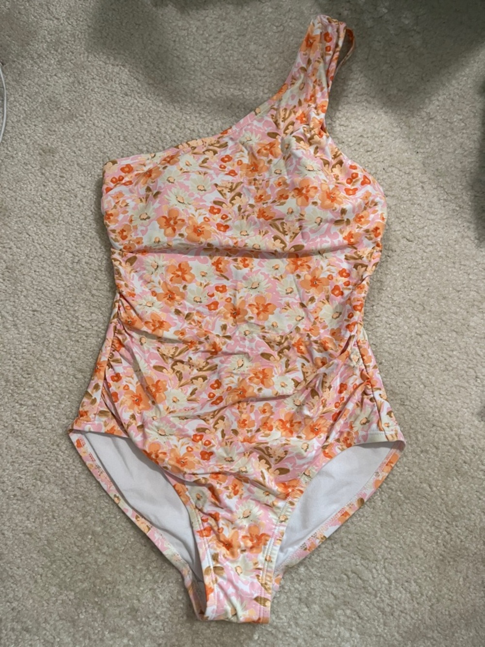 Kona Sol Floral One-Shoulder Swimsuit 
Size small
